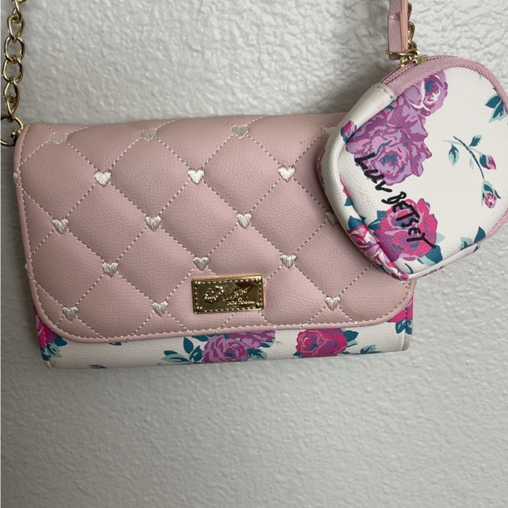 Pink Chevron Quilted Crossbody Bag with Chain Strap